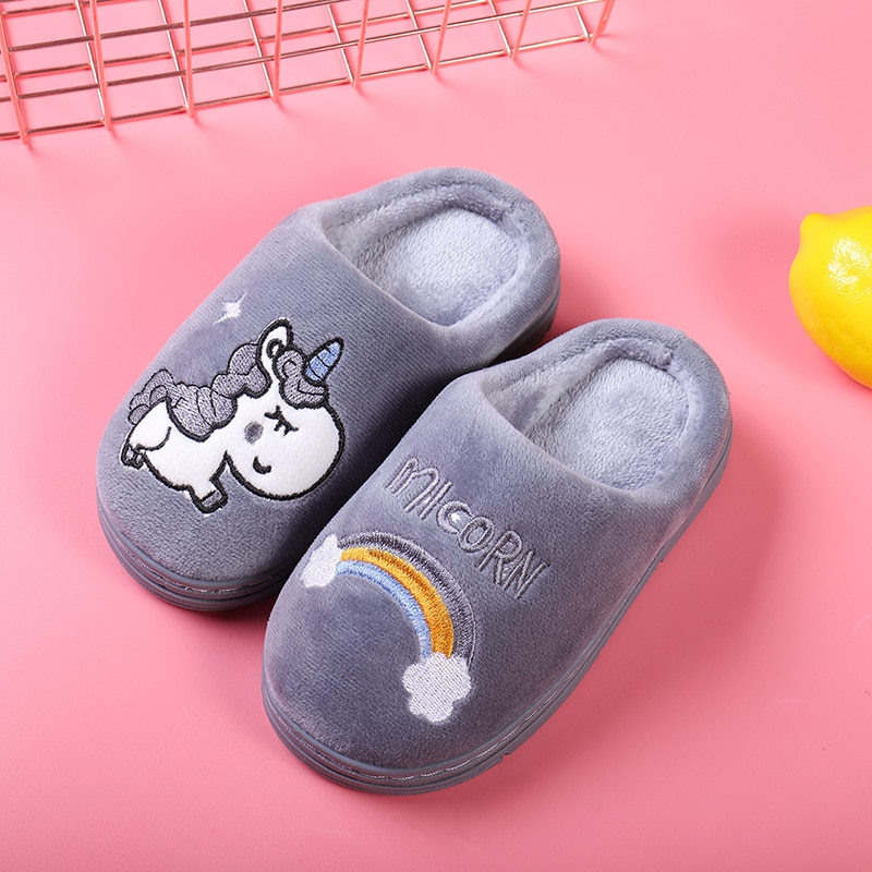 Unicorn Slippers Kids Fluffy Footwear